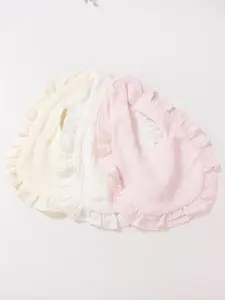 Cute Ruffle Trim Baby Bib, 3 Counts/set Soft Breathable Baby Bib, Baby Accessories for Boys & Girls