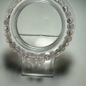 Rose Quartz and Opal Bangle Bracelet - Handcrafted Gemstone Jewelry for Women