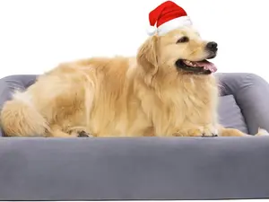 Waterproof Orthopedic Dog Bed for XLarge Sized Dog,Indestructible Dog Beds with Removable Washable Covers,Durable Bolster Couch Dog Bed with Dual-Purpose Cushion,Non-Slip Bottom Design,Grey