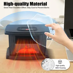 1000W Portable Electric Fireplace Heater with Adjustable Temperature 15 32°C for Small Room Up to 107 Sq Ft Freestanding Black ABS Fireplace for Bedroom Office RV Rustic Style 3 Gear Speed Control 8 Hour Timer