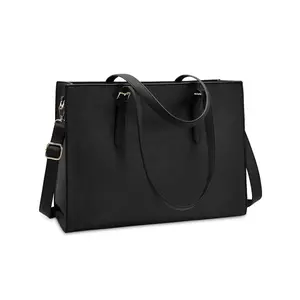 Women's Solid Color Large Capacity Shoulder Bag, Fashionable Lightweight Computer Tote Bag, Professional Office Work Bag for Women