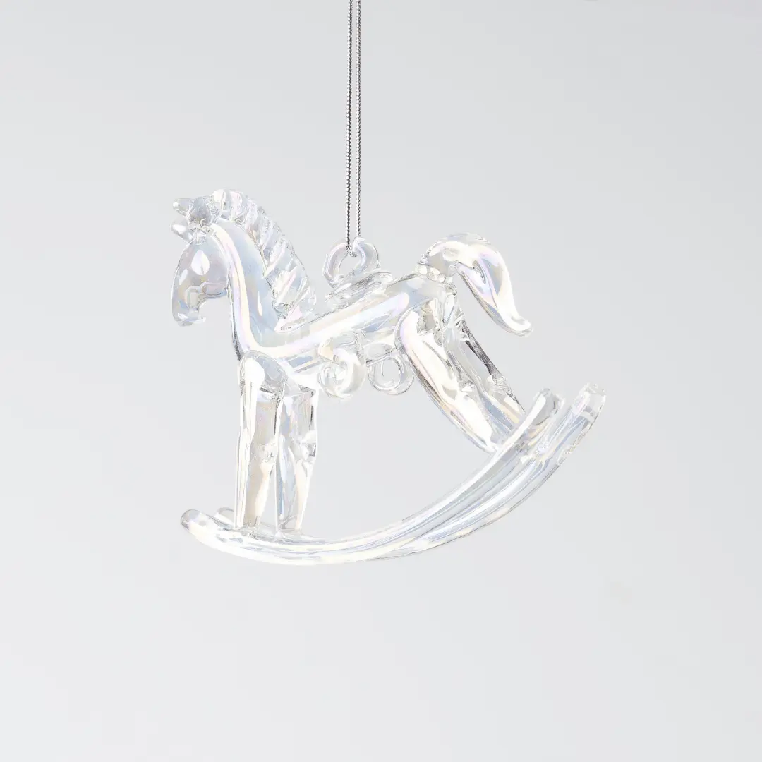 Solid Clear Glass Rocking Horse Ornament