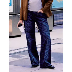 Cider Cider Denim Zebra Striped Low Rise Wide Leg Jeans