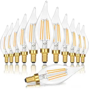Dimmable E12 Candelabra LED Light Bulbs 40W Equivalent, 4W 460 LM Flame Tip Candle Light Bulbs