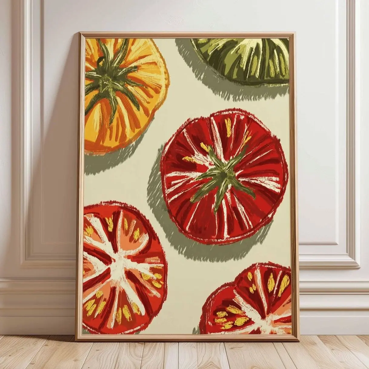 Tomato Wall Art Print, Rustic Farmers Market Kitchen Decor, Vegetable Poster 1