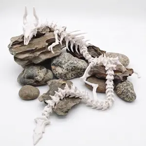 20-Inch Articulated Dragon Skeleton Figurine - Modern Resin Sculpture, 3D Printed Fantasy Creature Model with Realistic Bone Details, Movable Joints for Home Decor, Gifts