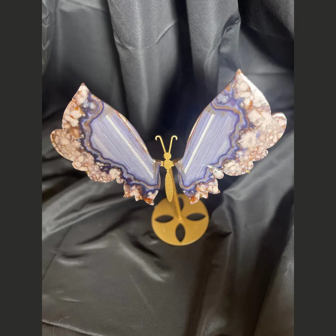 Blue flower agate butterfly wings