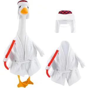 Christmas Cousin Robe Goose Outfit Halloween Porch Goose Clothes for 23'' Cement Statue Cute Xmas Vacation Costume Vacation Outdoor Lawn Yard Patio Decor