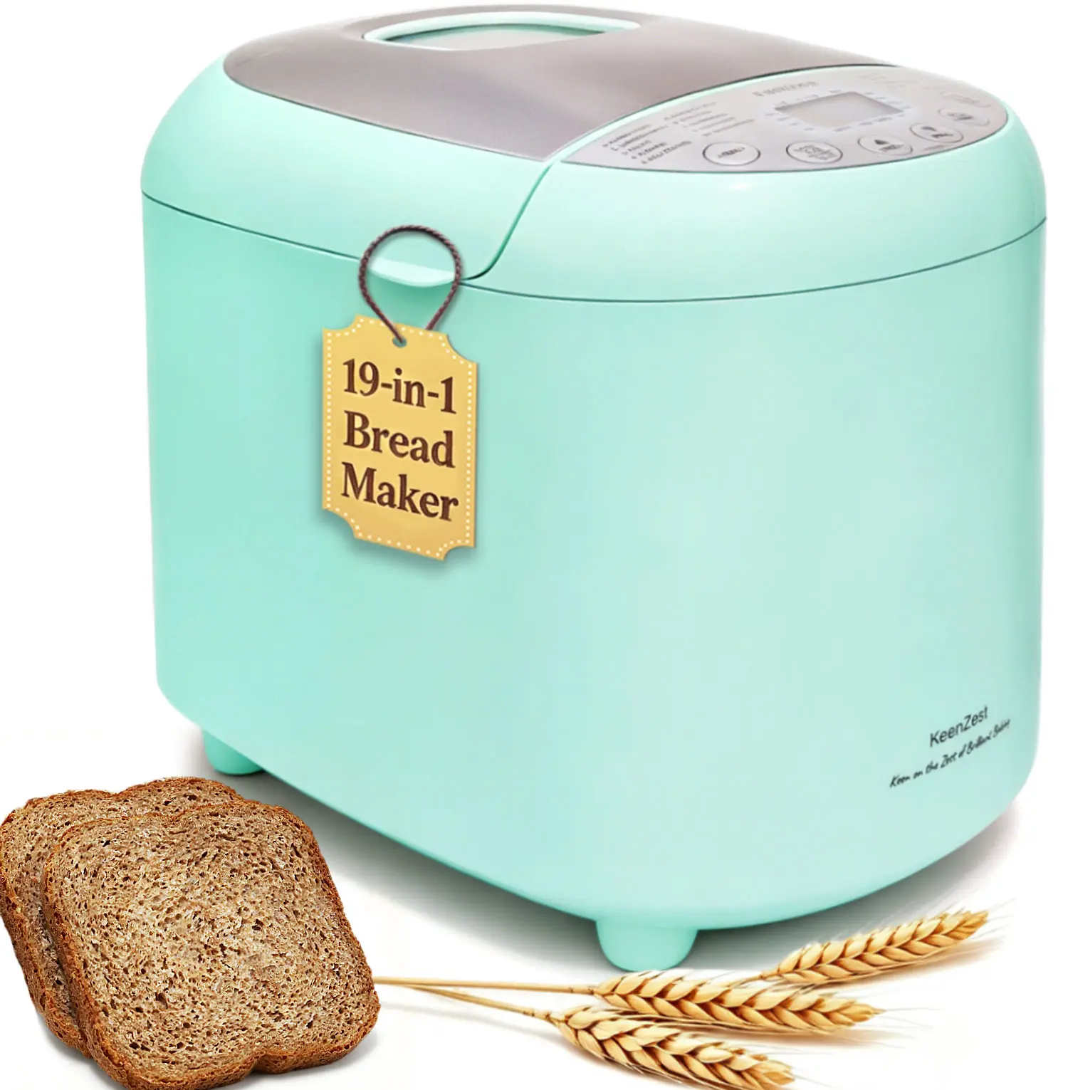 KeenZest 19-in-1 Handy Bread Maker Machine with Gluten Free 100% Whole Wheat Sourdough Setting  - Beginner Friendly 2LB 1.5LB 1LB White Bread Maker Machine with Recipes and Delay Timer