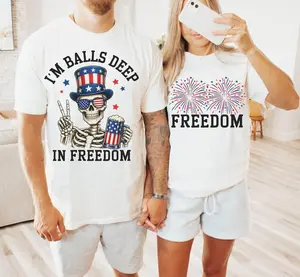 I'm Balls Deep In America Funny 4th of July Shirts, Inappropriate Couple Matching Tees, Patriotic Independence Day Outfits, Graphic T-Shirts
