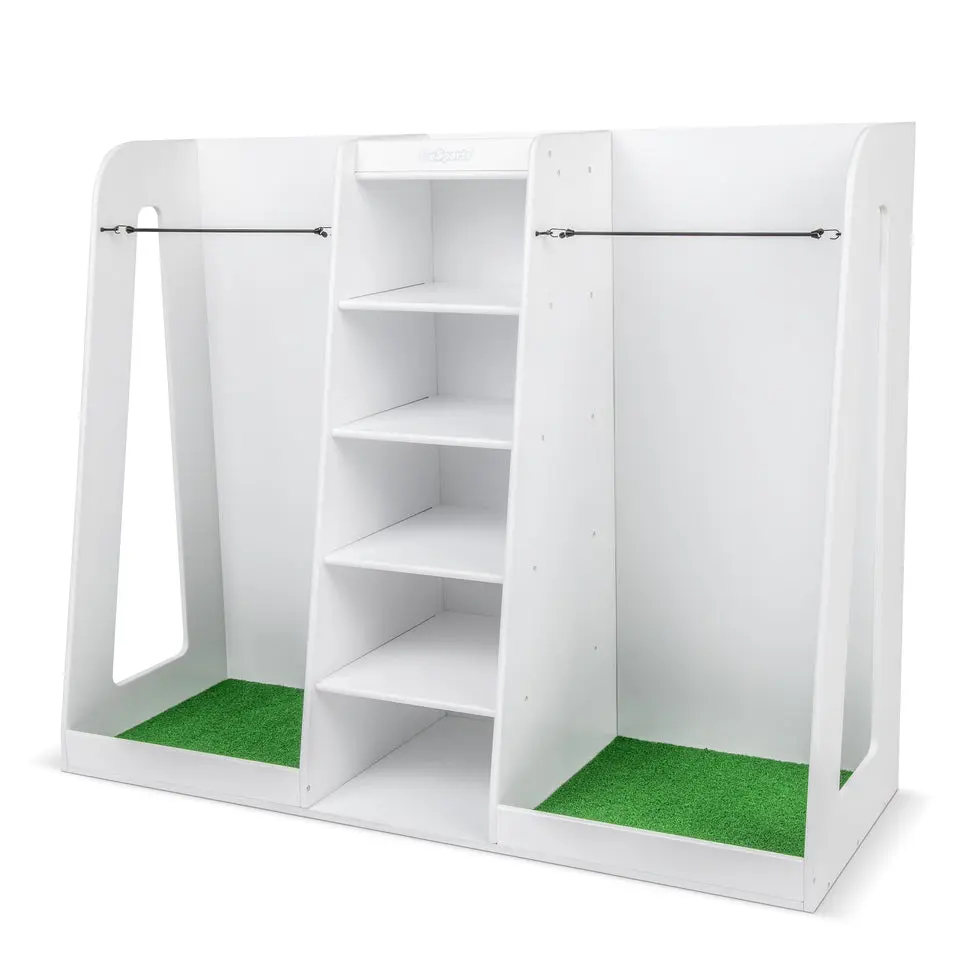 GoSports Premium Wooden Golf Bag Organizer and Storage Rack - White, Golf Equipment for Home, Office, Garage, Universal Fit Design, Large Size