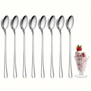 8-Piece Coffee Spoon Set, Long Handle Stainless Steel Stirrers, Mini Spoons for Smoothies, Desserts, Honey, Seasoning, Cocktail Mixing