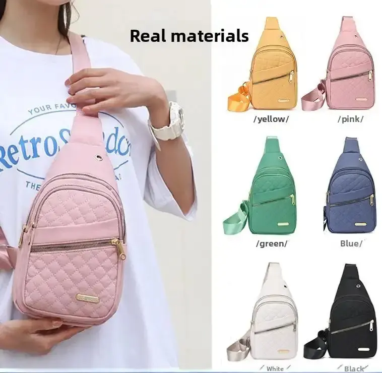 Women New Fashion Embroidered Diamond Crossbody Chest Bag Large Capacity Earphone Hole Ideal for Going Out Wholesale