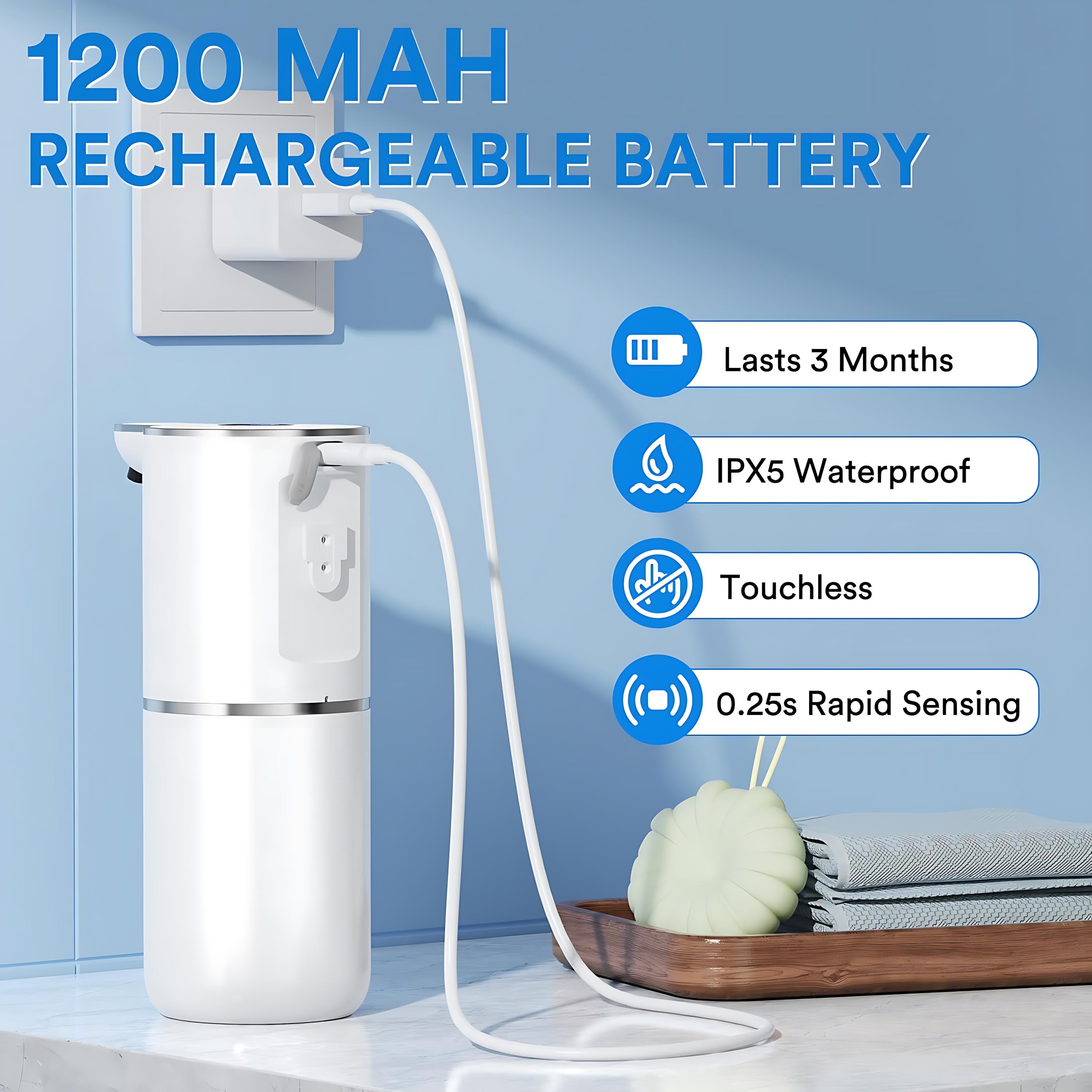Touchless Smart Soap Dispenser Automatic – USB Rechargeable Foam/Liquid Soap Dispenser with Adjustable Settings, IPX5 Waterproof Wall Mounted Hand Soap Dispenser for Bathroom Kitchen