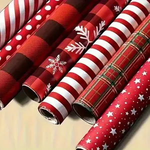 6-Piece Holiday Plaid Snowflake Gift Wrapping Set, Perfect for Christmas, Weddings, Valentine's Day, Birthdays, Festive Packaging, Gift Wrapping Supplies