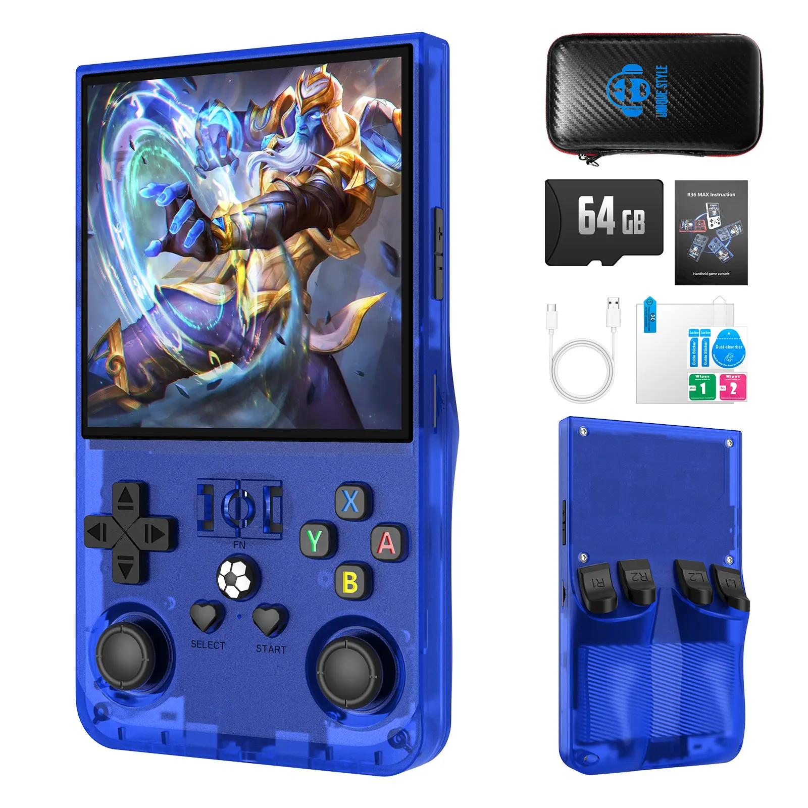 R36 MAX Retro Game Console with 20000+ Games 4 Inch IPS Screen Linux System 64G Storage 4000mAh Battery Portable Design Christmas Gifts