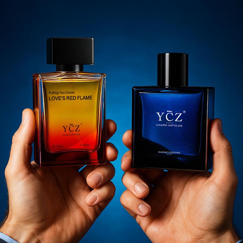 YCZ Men's Cologne 2-Piece Set Marine & Passionate Love 50ml Each Unisex Perfume Duo for All Occasions Long-Lasting Wear Cruelty-Free & Vegan Fragrance Pack Carefully Picked Scents Elegant Scent