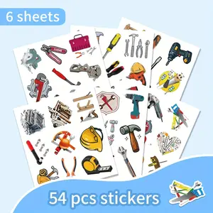 54pcs Worker Tool Stickers | Creative Graffiti Decals for Notebooks, Suitable for Roller Skating and Cycling, Self-Adhesive, Reusable, Mixed Colors