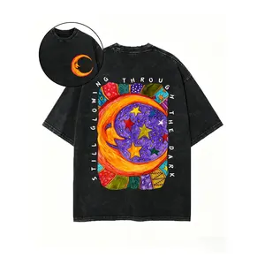 Luminous Double-Sided Pattern at Night, Round Neck Everyday, Suitable for Casual Parties, Soft Summer Short Sleeves, Interesting Prints, Breathable Fabric, Machine Washable