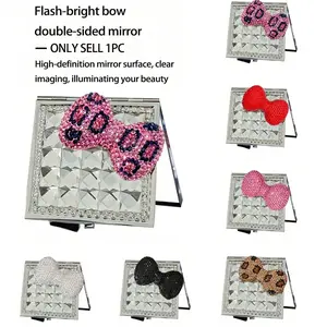 Elegant Bow Mini Foldable Mirror, Cute French Design, Portable Makeup Mirror for Travel, Home Use, Gift for Friends and Family
