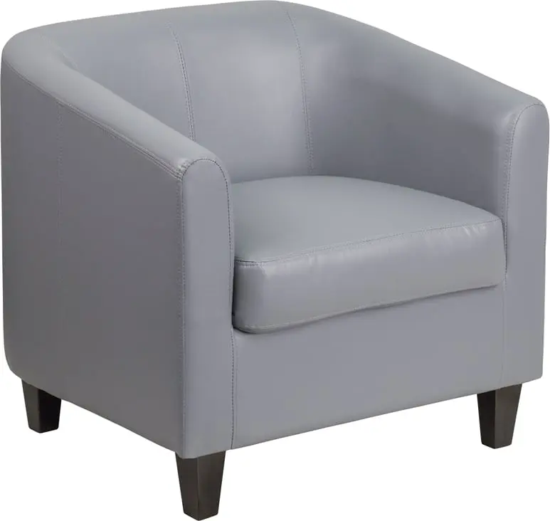 Flash Furniture BT-873-GY-GG Gray Leather Office Guest Chair & Reception Chair, Barrel Chair, 28" H X 29.75" W X 29" L
