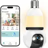 Hawkray Cordless Socket Bulb Mount Camera Digital - 5G & 2.4GHz Wi-Fi, HD Video, Motion Sensor Detection & Tracking, Real-Time Alerts, 2-Way Audio, QR Code Installation, App Control, Indoor Use, Safe Home Remote Monitoring Security Cameras & Systems