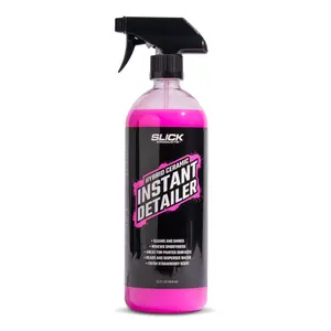 Slick Products Hybrid Ceramic Instant Detailer – Cleans, Shines & Protects Car Surfaces, Hydrophobic Formula, Easy Spray, Strawberry Scent, 32 oz.