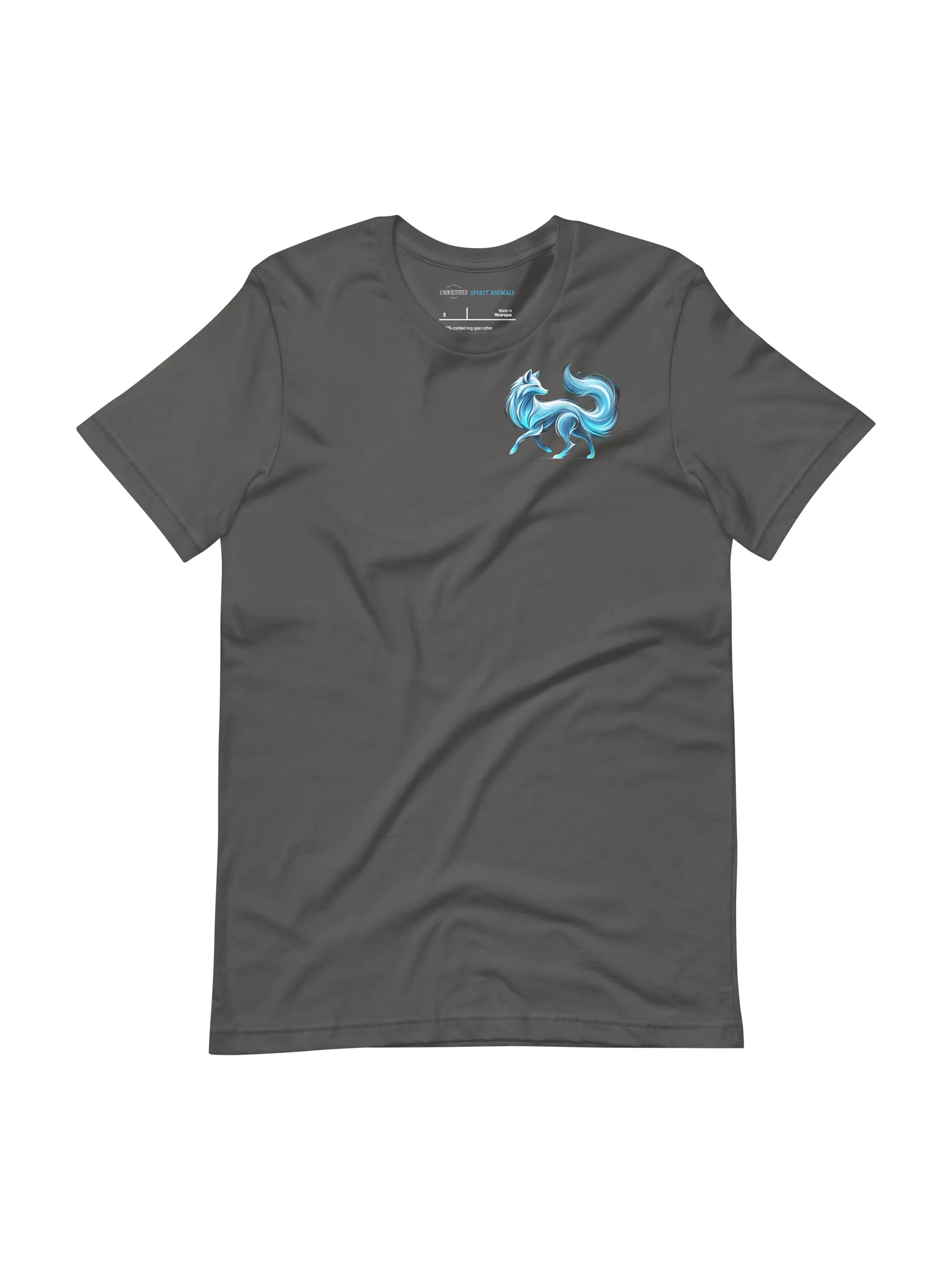 Fox Spirit Animal Tee — Minimalist Left-Chest Ethereal Blue Fox Graphic | Unisex Soft Cotton T-Shirt