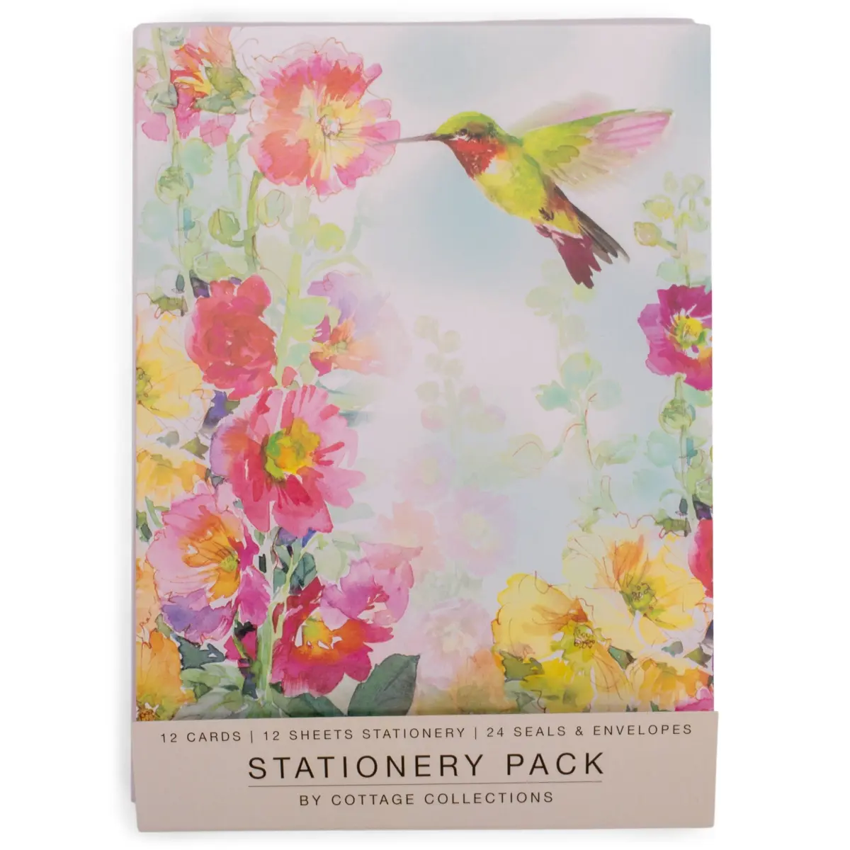 Dicksons SPACK-3 Personalizable Hummingbird-Themed Bird & Floral Paper Stationery Set - Blank Inside, Female-Focused Girly Aesthetic Office Supplies, 24 Seals & Envelopes, 7.5 x 0.01 x 5.5 inches (Personalization Included)