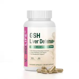 VORDLIFE GSH Liver Defense+ Liver Support Supplement with Reduced Glutathione, Milk Thistle Silymarin, Dandelion, Turmeric Curcumin – Daily Detox Cleanse,Antioxidant Defense, 90 Vegan Capsules for Men & Women