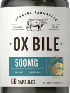 Carlyle Ox Bile Supplement 500 mg | 60 Capsules | Digestive Enzymes | Non-GMO & Gluten Free | by Herbage Farmstead