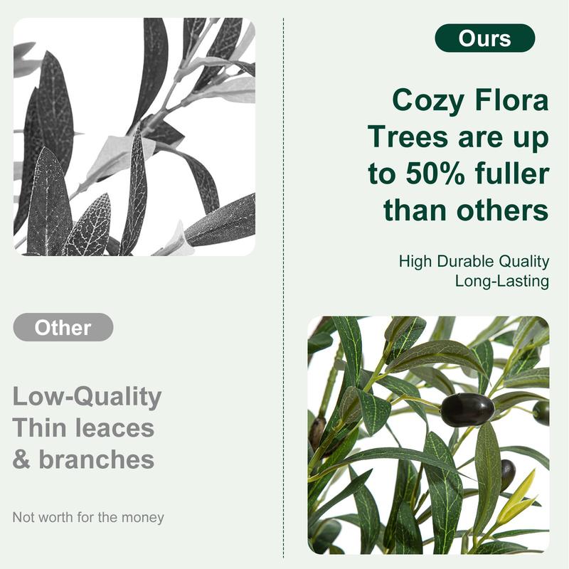 Valentine's Day Gift | DLDA 2-Piece 4Ft Faux Olive Tree with Lifelike Silk Leaves & Real-Wood Trunk for Home Office Decor Artificial Plants Decorative Fake Indoor Plants