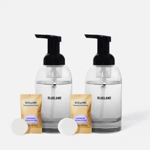 Blueland Foaming Hand Soap Duo, Plastic-Free, Eco-Friendly Hand Wash Soap Refill Tablets + 2 Refillable Glass Bottles
