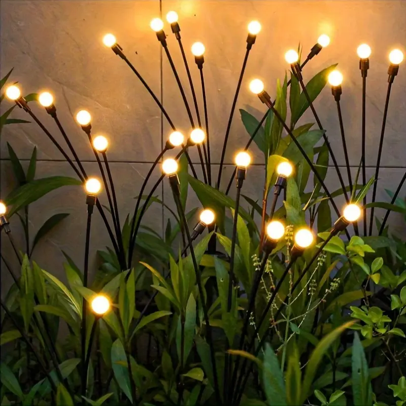 [2 Pack 16 LED Solar Firefly Lights] LED Wind Lawn Firefly Lights - Outdoor Garden Decorative Lights with Detachable Design, Perfect for Pathways, Events & Festivals, Solar Garden Lights, Festival Lighting, Pathway Illumination, Durable Plastic