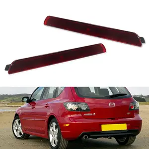 2PCS Red Lens Rear Bumper Bar Reflector Light Kit For Mazda3 Axela 2004 2005 2006 2007 2008 2009,Replace OEM BN8R-51-5M0B, BN8R-51-5L0B