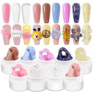 Limegirl 9 Colors Hand-free Extension Gel Kit UV Light Gel (15ml/Bottle) - Pink/White/Clear/Nude/Blue/Purple Lasts 30 Days, Non-toxic, Quick Dry, Easy Removal Works with UV/LED Lamp, Perfect for Salon & Home Nail Art, Ideal Gift for Nail Lovers