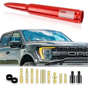 New Upgrade American Flag Car Bullet Antenna,Truck Exterior Accessories Antenna Toppers Compatible with GMC,Chevy Silverado,Dodge,Ford,Jeep Antenna Replacement (Premium Red - U.S. Flag)