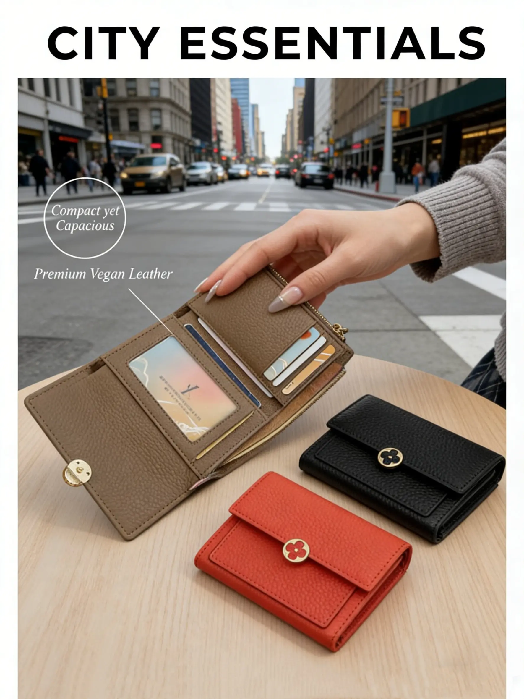 Women's Floral Lock Genuine Leather Wallet - Pebbled Leather Card Holder, Leather Card Organizer with Zipper Coin Pocket, Multi-Slot Clutch Purse Exquisite Wallet, Daily Wallet