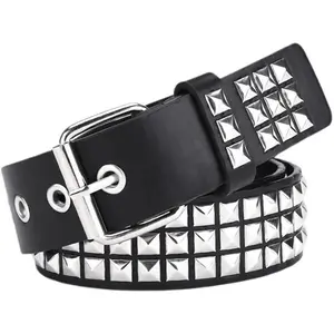Women's Faux Leather Belt Punk Rock Pyramid Stud Goth Style Spiked Casual Fashion Thick Gothic Studded Belts