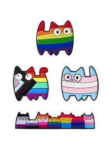 4-Pack Lgbtq Pride Cat Enamel Badges Set, Cute Cat Metal Enamel Pins Clip, Pride Month Accessories, Wearable on Clothes and Backpacks