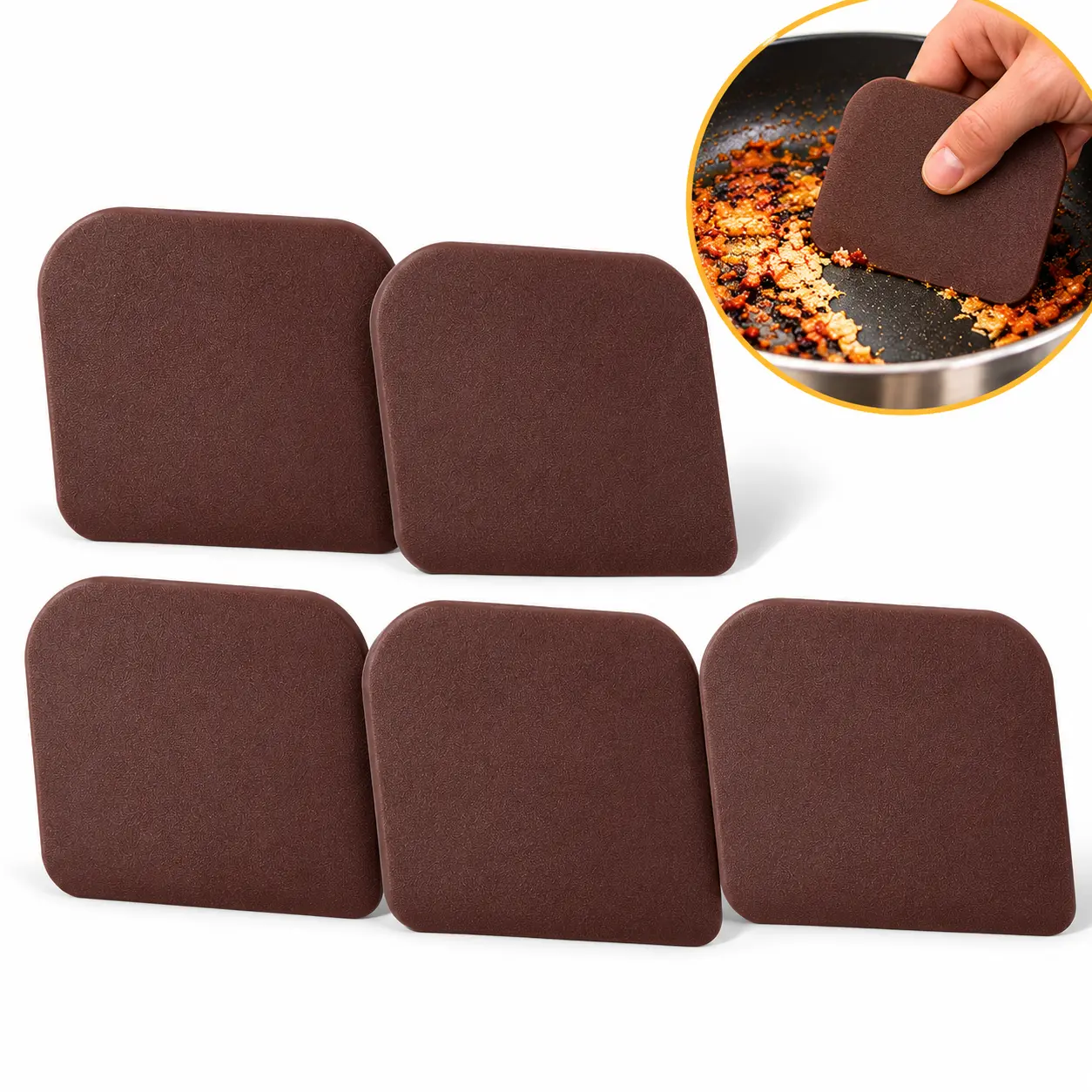 5-Piece Plastic Pan & Pot Scraper Set, Sturdy Kitchen Tool for Dish Cleaning, Barbecue Utensil Accessory