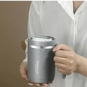 Stainless Steel Vacuum Flask, 1 Count 500ml Coffee Cup with Straw & Lid, Portable Drinking Cup for Home & Office & Outdoor Camping