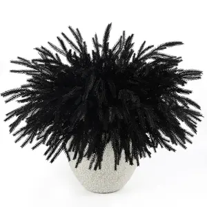 12Pcs Black Norfolk Pine Stems 24" Artificial Pine Branches Halloween Christmas DIY Mantel Home Decor