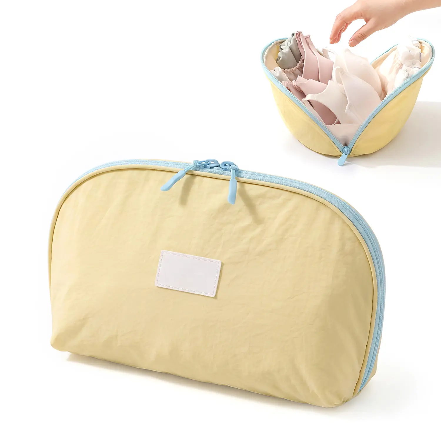 3-in-1 Waterproof PU Leather Travel Underwear Organizer Bag - Large-Capacity Zipper Packing Cube for Bras, Lingerie, Socks, Carry-On Suitcase & Drawer Storage