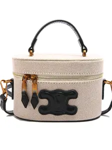 Vintage Trendy Crossbody Bag, Unique Colorblock Design, Round Tube Handbag, Women's Shoulder Bag, Bucket Bag, Versatile Fashion Accessory