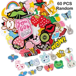 60Pcs Randomly Packed Iron on Embroidered Patches Delicate Embroidery Appliques for DIY Decoration on Bags Hats Clothes etc Versatile and Easy to Apply