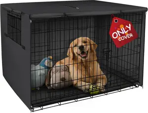 Heavy-Duty Polyester Dog Crate Cover for 36-Inch Wire Kennels - Universal Fit Sunshade (Black)