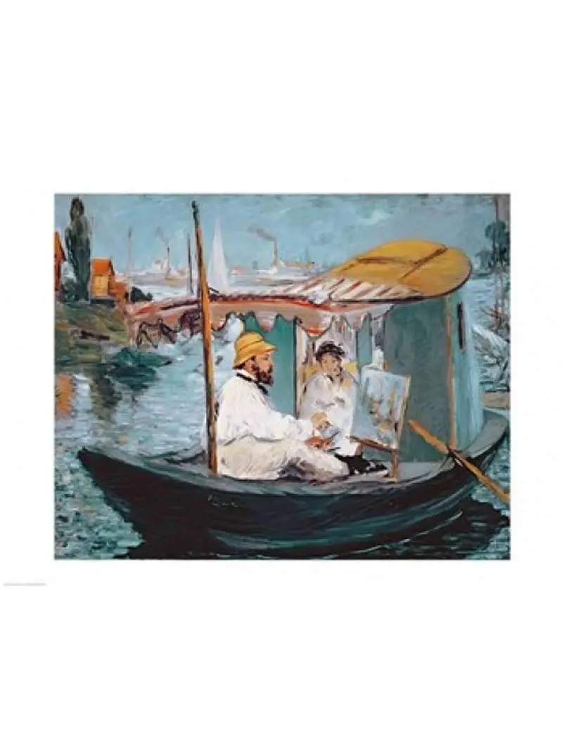 Monet in His Floating Studio 1874 Poster Print by Edouard Manet - 24 x 18 in.