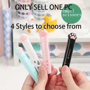 Cute Cat Paw Design Mini Scissors, 1 Count Portable Mini Scissors, DIY Handmade Scissors, Office Cutting Supplies for Home School Dormitory, Paper Cutters