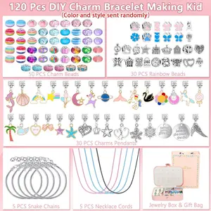 DIY Charm Bracelet Making Kit 66Pcs/120Pcs, Jewelry Beads Set with Portable Storage Box, Creative Craft Gift for Girls Ages 5-12, Perfect for Christmas, Easter, Children's Day & Birthday Party Gifts, DIY Jewelry Accessories